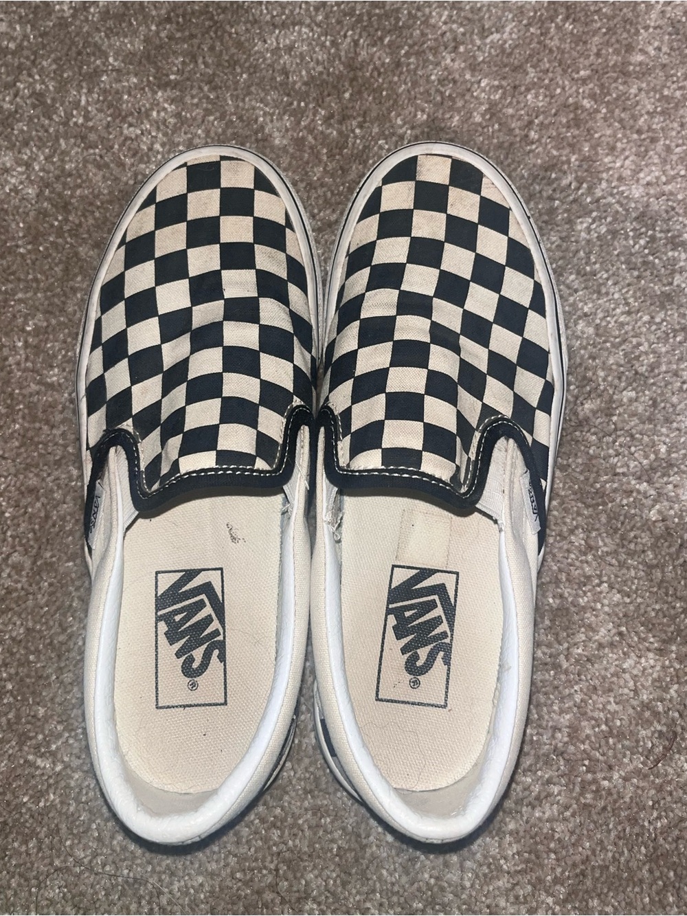 Checkerboard Slip-On Sneakers - Vans Black & White Checkerboard